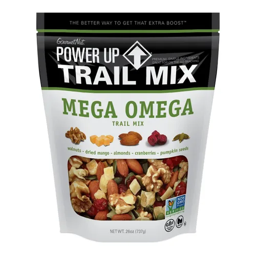 Vista 13 de Power Up Mega Omega Trail Mix Gourmet Nut - Bolsa de mezcla de frutos secos, 14 onzas