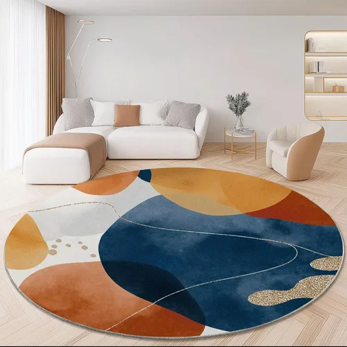 Vista 11 de Bath Mat Round Rug 2 ft, Boho Sun Line Mandala Washable Circular Rugs, Non Slip Absorbent Beige Circle Area Carpet for Kitchen Living Room Bedroom