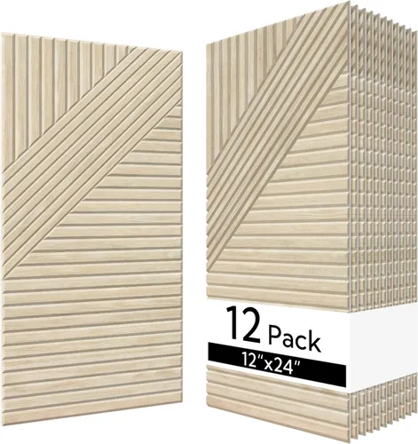 Vista 12 de Olanglab Paquete de 6 paneles de pared autoadhesivos, 23.6 x 11.8 pulgadas por panel, paneles de pared acústicos, arte de pared que absorben