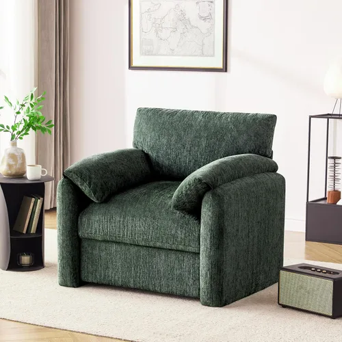 Vista 17 de Howjoe Sillón Extragrande de Chenilla, Sillas de Acento de 38.6 Pulgadas de Ancho para Sala de Estar y Dormitorio Silla de Descanso Moderna, Silla