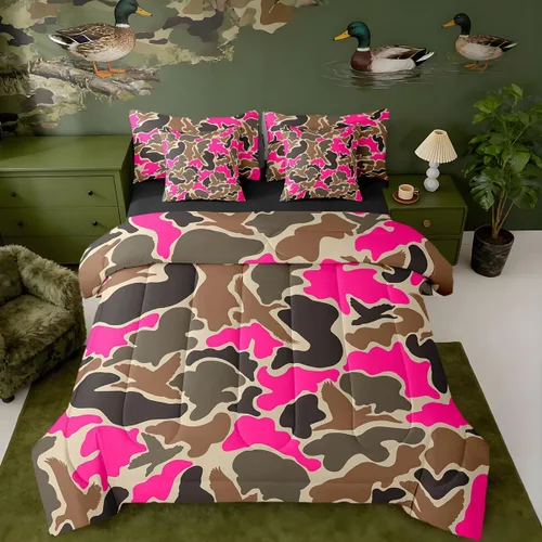 Vista 31 de Feelyou Juego de edredón botancial de camuflaje con bandera estadounidense Negro Marrón Oscuro