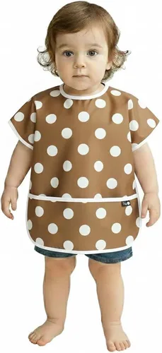 Vista 12 de Plie Short Sleeve Waterproof Bib for Toddlers – Easy Clean Feeding Apron for Mealtime, Daycare, Self-Feeding, Lightweight