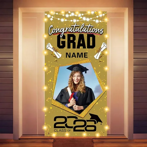 Vista 30 de Decoraciones personalizadas para fiestas de graduación 2026 – Cartel de felicitación de graduación grande – Cartel de fondo de graduación