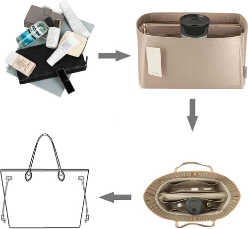 Vista 6 de Organizador de bolso para bolsos, organizador de bolso con cremallera, organizador Neverfull, organizador de bolsas para Speedy Neverfull ONTHEGO