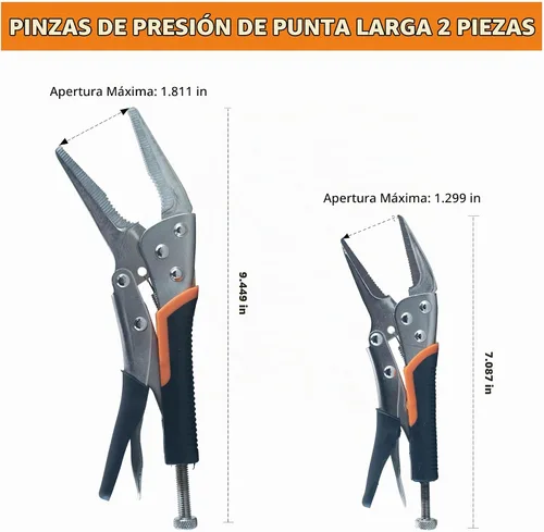 Vista 3 de Juego de 5 alicates de bloqueo, 5, 7 y 10 pulgadas, alicates de agarre de tornillo de banco ajustable y abrazaderas de soldadura de punta larga de 7
