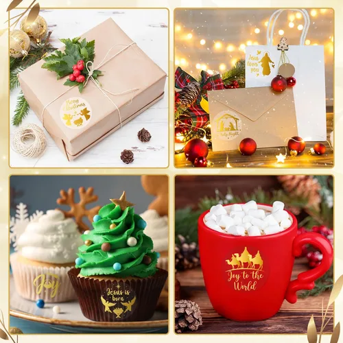 Vista 5 de Containlol 800 calcomanías religiosas de Navidad, redondas, de Navidad y Jesús, rollo de calcomanías autoadhesivas de fe cristiana, sobres
