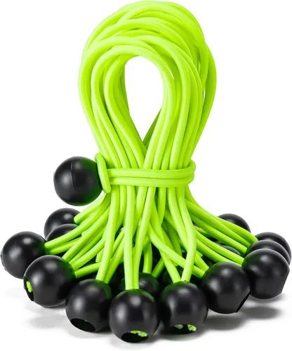 Vista 22 de Paquete de 30 cuerdas elásticas con bola, cuerdas elásticas resistentes de 4 pulgadas, lona de toldo con bolas elásticas para amarre de dosel