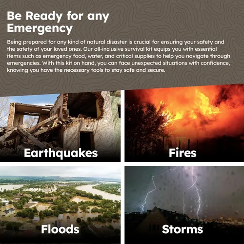 Vista 7 de Mochila Bug Out Bag Kit ideal para la familia, mochila de supervivencia para terremotos, huracanes, inundaciones, tornados, incendios y otros