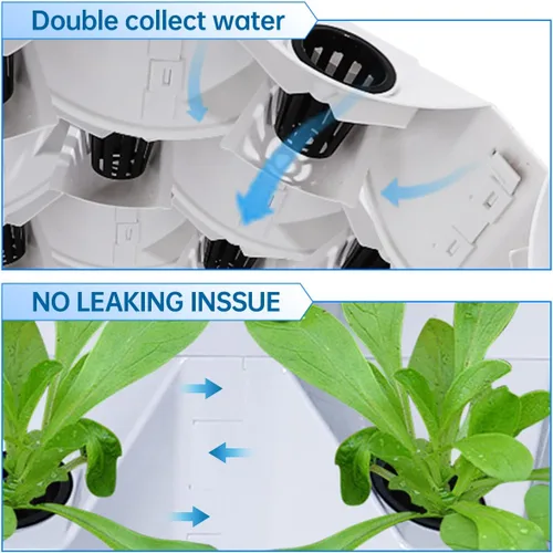 Vista 4 de Sistema de cultivo de torre hidropónica, equipo de granja hidropónico para hierbas, frutas y verduras de interior con adaptador de temporizador