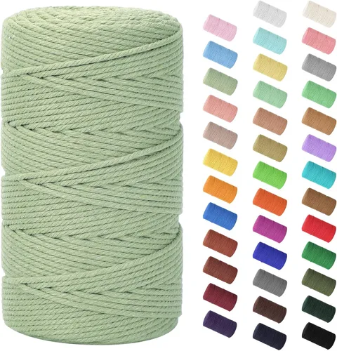 Vista 149 de Cuerda de macramé de 0.079 in x 220 yardas (656 pies), cuerda de algodón natural para colgar en la pared, ganchos de plantas, manualidades Verde