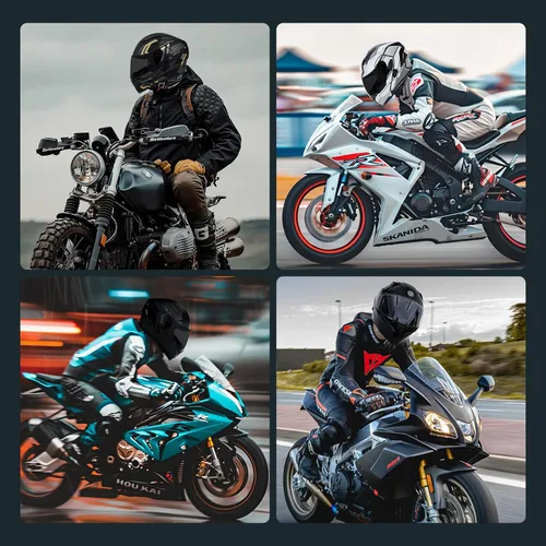 Vista 7 de Casco de motocicleta modular con Bluetooth UWILSEE, Casco integral abatible de cara completa con visera doble aprobado por DOT, con altavoces duales