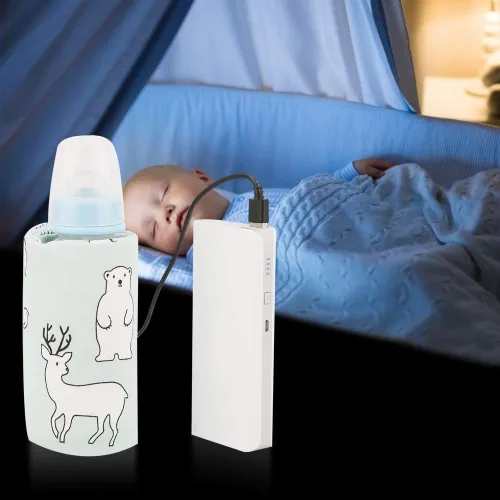 Vista 4 de Calentador de biberones USB para bebés, portátil, con dibujos animados, botella de leche, calentador de viaje, calentador portátil para calentar