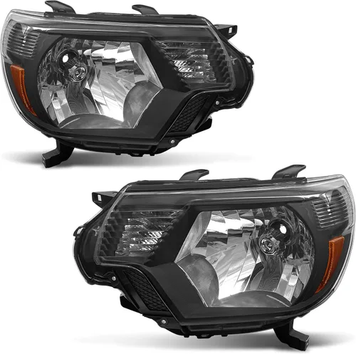 Vista 10 de Para Toyota Tacoma 2005-2011 Conjunto de faros delanteros Tacoma Pickup Truck carcasa cromada reflector ámbar reemplazo lado conductor y pasajero