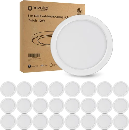 Vista 9 de Luces de Techo de 7 Pulgadas Montaje al Ras Ultra Delgadas 0.63'' de Grosor Redondas Planas Lámparas de Techo 5000K Luz de Día LED Luz de Techo