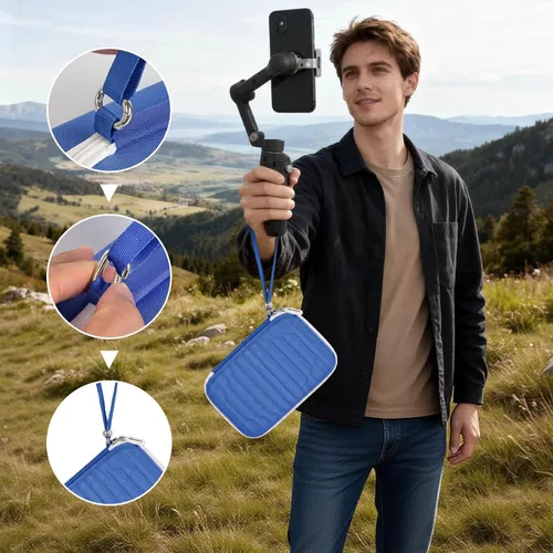 Vista 6 de Estuche rígido para DJI Osmo Mobile 7/7P/8 Gimbal, solo caso - azul