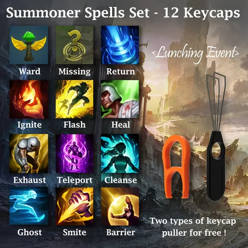 Vista 3 de League of Legends - Teclas personalizadas (Champion Alistar) - Grabado con láser con retrato de cada campeón, pasivo y habilidades. Se adapta a
