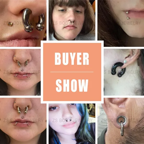 Vista 6 de ZS Piercing de acero quirúrgico con púas, 00G 0G 2G 4G 6G 8G 12G 16G PA anillos CBR nariz, tabique tragus, labio, oreja, cuerpo, joyería