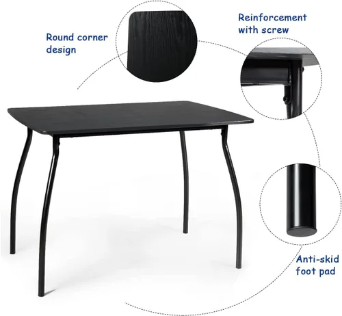 Vista 5 de NAFORT Juego de mesa de comedor de cocina de 5 piezas para 4, mesa de comedor rectangular moderna y 4 sillas, marco de metal, muebles de desayuno