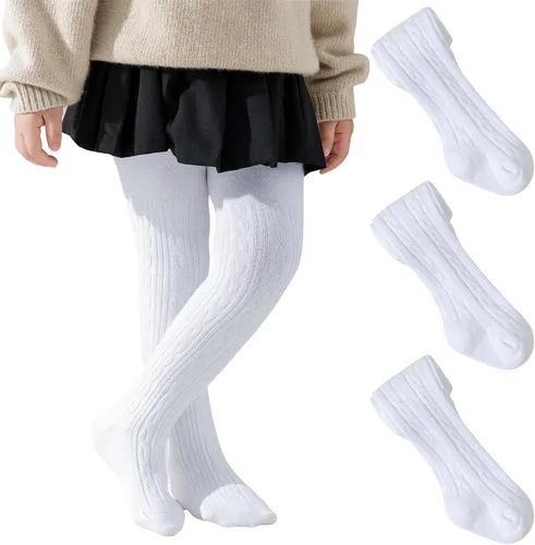 Vista 9 de Jormatt Medias de niña con punto trenzado, leotardos de algodón para niñas pequeñas, medias de invierno para recién nacidos y bebés