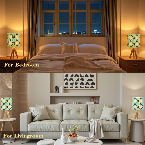 Vista 8 de Lámpara de mesa con trípode, moderna de mediados de siglo, vintage, de los años 50, retro, atómica, geométrica, celosía, estrella, lámpara de mesita