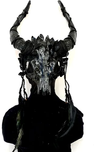Vista 15 de Carnero - Máscaras de demonio y cuernos de diablo de cabra, máscara de miedo para disfraz de Halloween, terror
