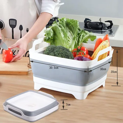 Vista 4 de Tina plegable para lavadero, lavabo para camping, plato de lavado, lavabo portativo para fregadero de caravana, verduras, frutas, fregadero