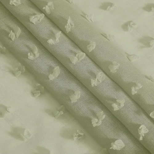 Vista 3 de 2 paneles de cortinas traslúcidas con pompones y ojales de 63 pulgadas de largo, para sala de estar, comedor, cortinas texturizadas para dormitorio