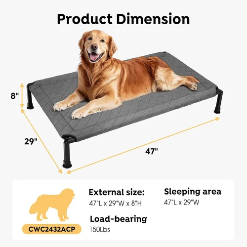 Vista 5 de Veehoo CWC2432A - Cama elevada para perro con marco resistente, patas de silicona antideslizantes, cama para perro lavable y transpirable, cama