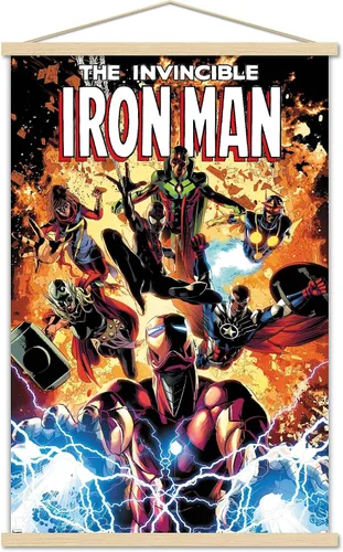 Vista 16 de Trends International Marvel Comics Iron Man - Póster de pared Invincible Iron Man #11, 22.4 pulgadas de largo x 14.7 pulgadas, versión enmarcada