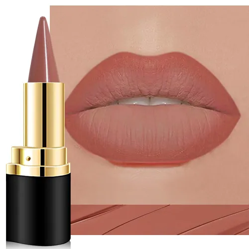 Vista 13 de evpct Combo de delineador de labios metálico rosa brillante y lápiz labial, lápiz labial con punta de cono para mujer, de larga duración