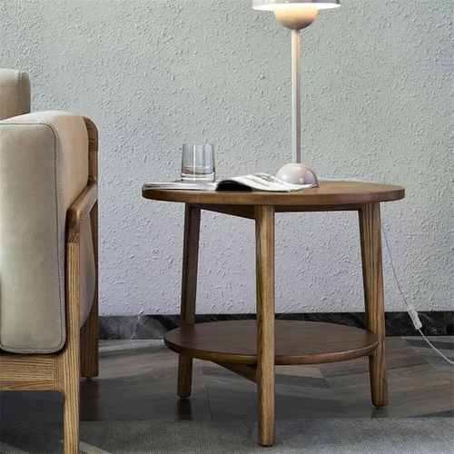 Vista 8 de Mesa auxiliar para sala de estar, sofá, mesa auxiliar redonda de madera, mesa auxiliar minimalista moderna mesa auxiliar creativa pequeña mesa de té