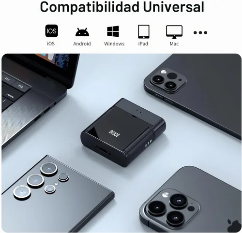 Vista 6 de Rythflo Micrófono Lavalier inalámbrico para iPhone/Android/iPad (2 TX + 2 RX + estuche de carga), mini micrófono con reducción de ruido, batería