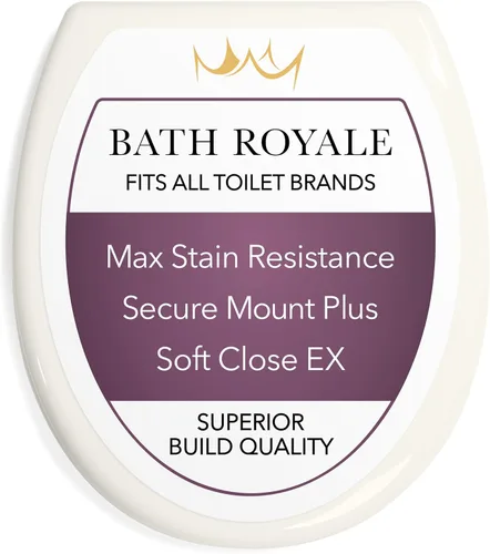 Vista 10 de Bath Royale Asiento de inodoro redondo de cierre suave con tapa BR500-00 blanco, cómodo, duradero, resistente, resistente a las manchas y fácil