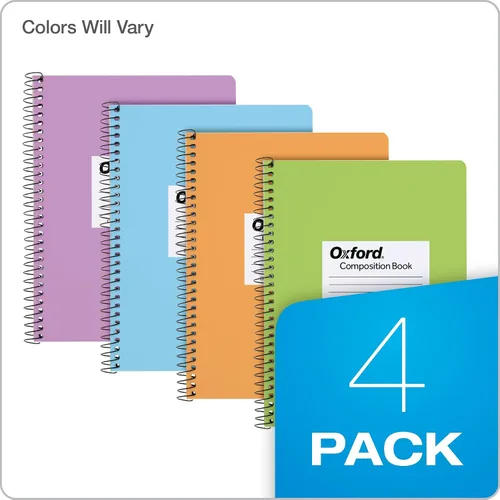 Vista 7 de Oxford Composition - Cuadernos en espiral, paquete de 4, los colores de la cubierta varían, papel rayado universitario, diarios escolares de 9-3/4 x