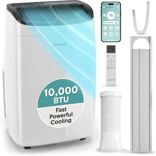 Vista 19 de SereneLife Aire acondicionado portátil de 8000 BTU con WIFI Enfriamiento 3 en 1, ventilador y deshumidificador Temporizador de 24 horas de hasta