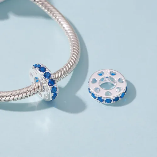 Vista 27 de 925 plata esterlina espaciador encanto grano con CZ transparente para pulseras Pandora Charms