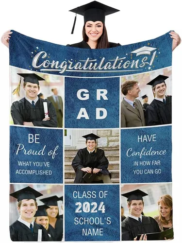 Vista 21 de D-Story Manta de franela personalizada para mujer, regalos de graduados, regalo de graduación de secundaria, regalos de graduación personalizados