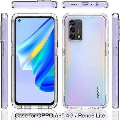 Vista 5 de CHP2365 Funda para teléfono para Oppo A95 4G, con protector de pantalla de vidrio templado, carcasa protectora de cuerpo completo transparente