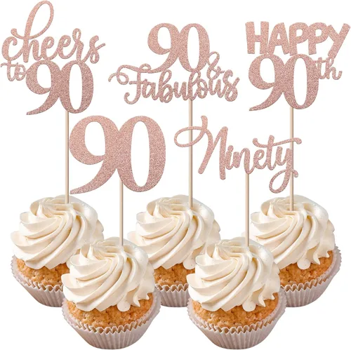 Vista 35 de Rsstarxi Paquete de 30 adornos para cupcakes de 6º cumpleaños con purpurina negra de seis Hello 6 para cupcakes Cheers to 6 años de edad