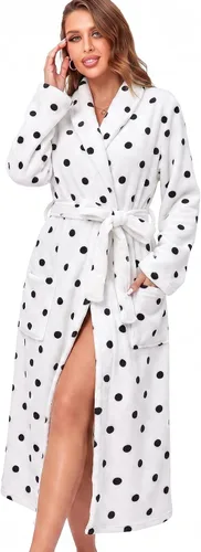 Vista 12 de RONGTAI - Bata de baño de felpa para mujer, batas largas y cálidas de felpa para damas, bata de noche de felpa, ropa para dormir Negro