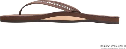 Vista 2 de Rainbow Sandals Mujer de una sola capa de cuero de primera calidad con correa estrecha de cristal Swarovski
