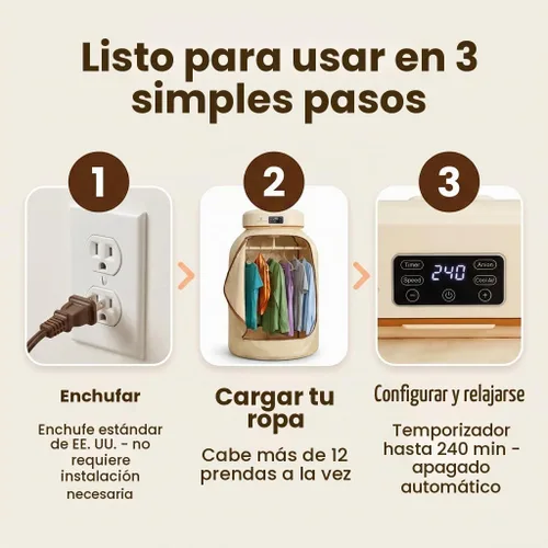 Vista 7 de Secadora de ropa portátil para lavandería - Secadora premium para apartamentos, RV, viajes - Secadora compacta, plegable con temporizador