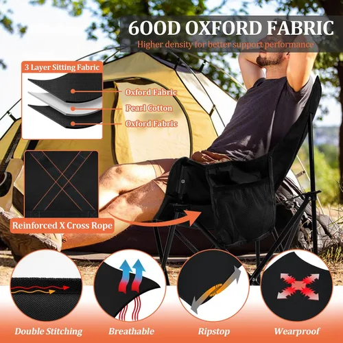 Vista 3 de Joyfair Silla de campamento al aire libre para adultos, sillas plegables grandes y portátiles con bolsa de transporte para patio, playa, pesca