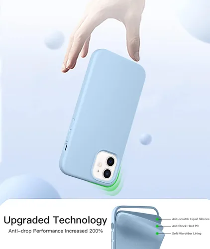 Vista 2 de funda para iPhone 12 y iPhone 12 Pro de 6.1 pulgadas, de silicona líquida con protección de cuerpo completo, con forro de tela de microfibra suave