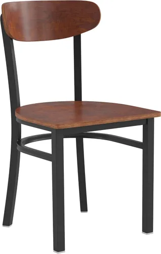 Vista 13 de Flash Furniture Wright - Silla de comedor comercial, respaldo de madera con acabado de abedul natural, asiento de vinilo negro, 500 libras