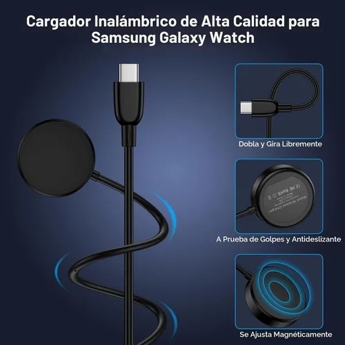 Vista 6 de Cargador de reloj USB C Samsung de carga rápida para Samsung Galaxy Watch 8/8 Classic/7/6 Classic/6/5 Pro/5/4/4 Classic/3/Active 2/Active 1