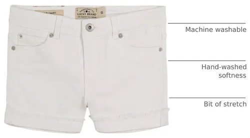 Vista 3 de Lucky Brand - Pantalones cortos de mezclilla con puños para niñas, de denim elástico con 5 bolsillos, de cintura media a alta Jenna Blanco Brillante