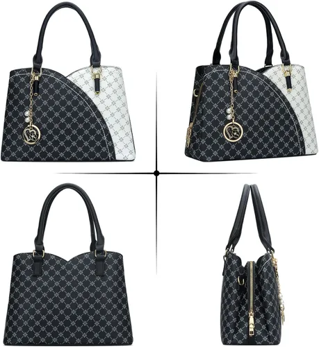 Vista 11 de KKXIU Monederos y bolsos de mano con triple compartimento para mujer, bolso de mano con asa superior