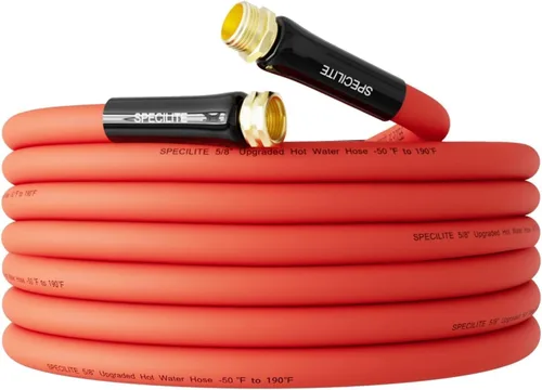Vista 21 de SPECILITE Manguera de agua de jardín fría/caliente de 1 pulgada, 50 pies, -50 ℉ a 190 ℉, alto flujo de agua, flexible y ligera, tubo de goma