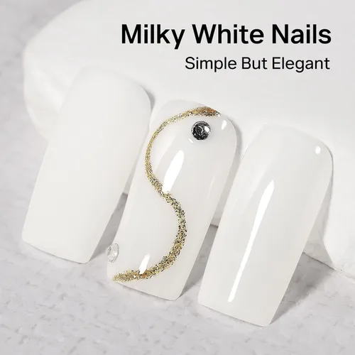 Vista 3 de MIZHSE Esmalte de uñas de secado rápido, esmalte de uñas blanco lechoso de secado al aire rápido, 15 ml de esmalte de uñas a base de agua regular